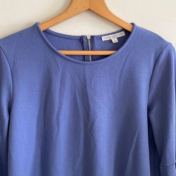 Green Envelope periwinkle blue long bell flared sleeve top size L - Picture 2 of 6